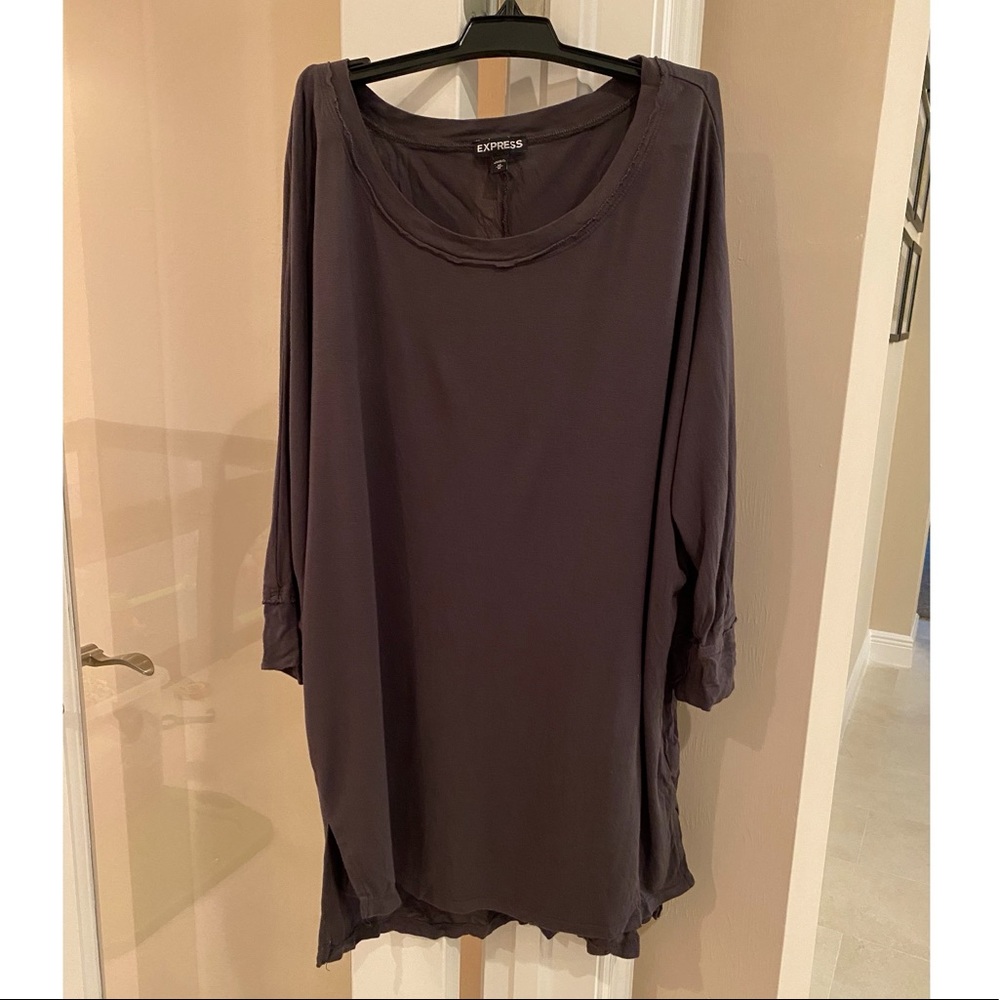 Express Dark Gray Half Sleeve Medium Top